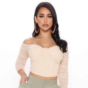 Cream sparkle bustier top